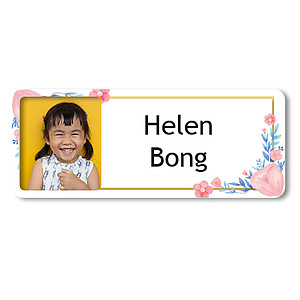 Medium Photo Name Label - Spring Flowers