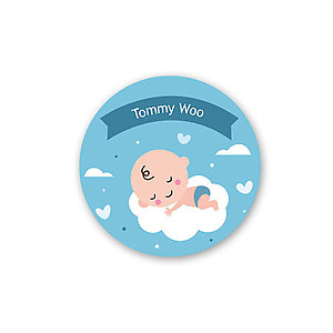 Round Name Label - Baby Asleep