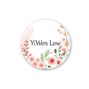 Round Name Label - Flowers