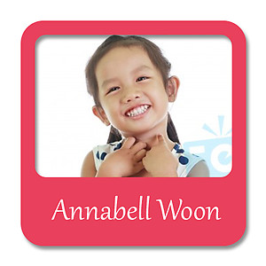 Square Photo Name Label - Red