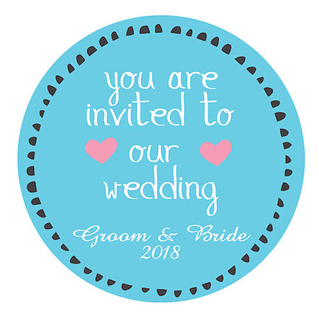 Round Sticker Label - Wedding Invite